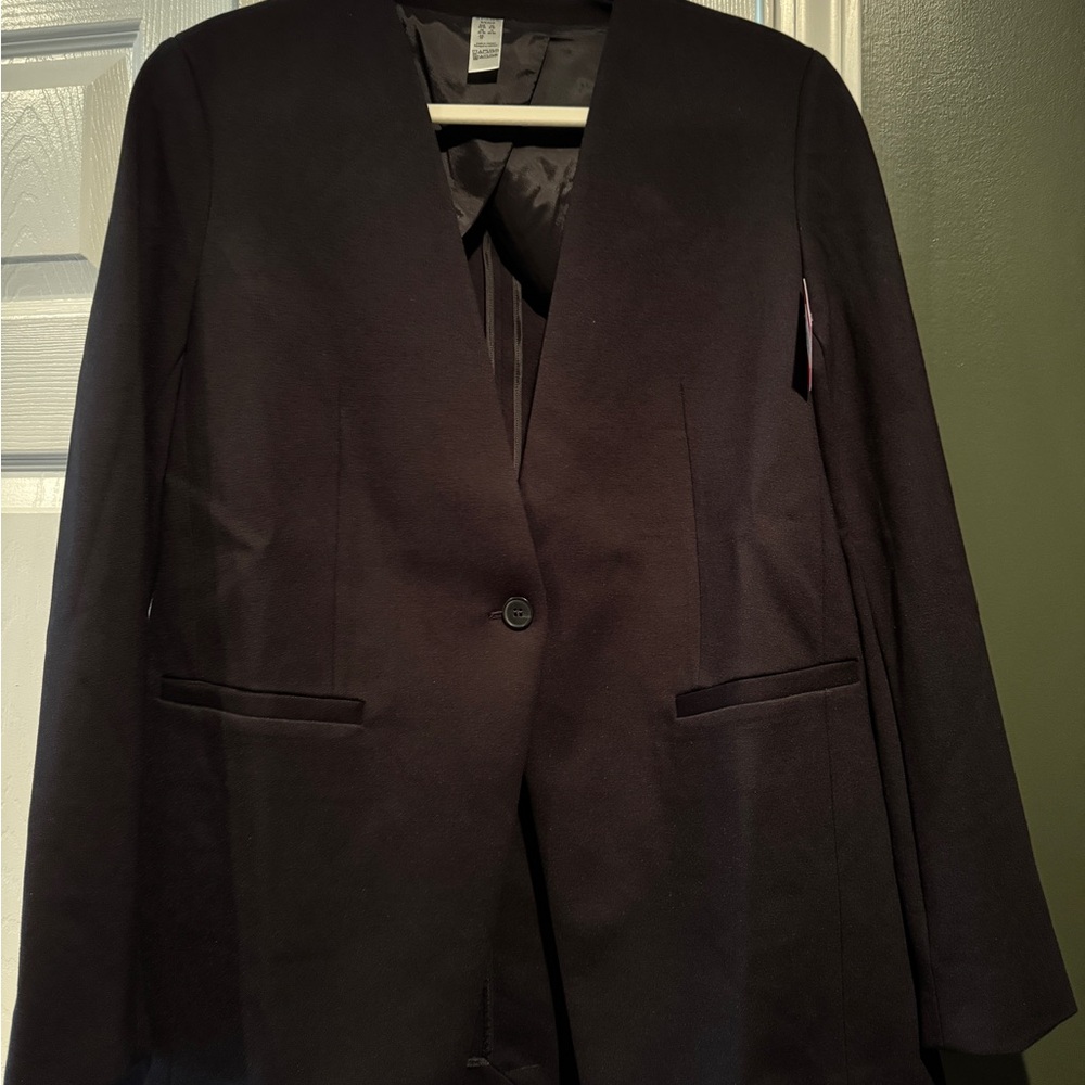 Spanx Perfect Collarless Oversized Black Blazer Jacket